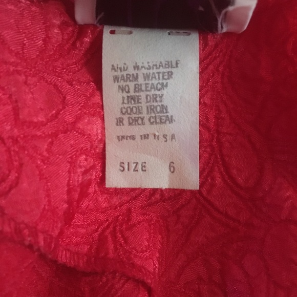 R&K Petites Red Textured Rosette Formal Dress 6P - Picture 11 of 12